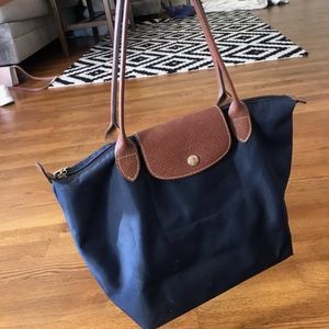 Navy Le Pliage Longchamp medium tote/purse